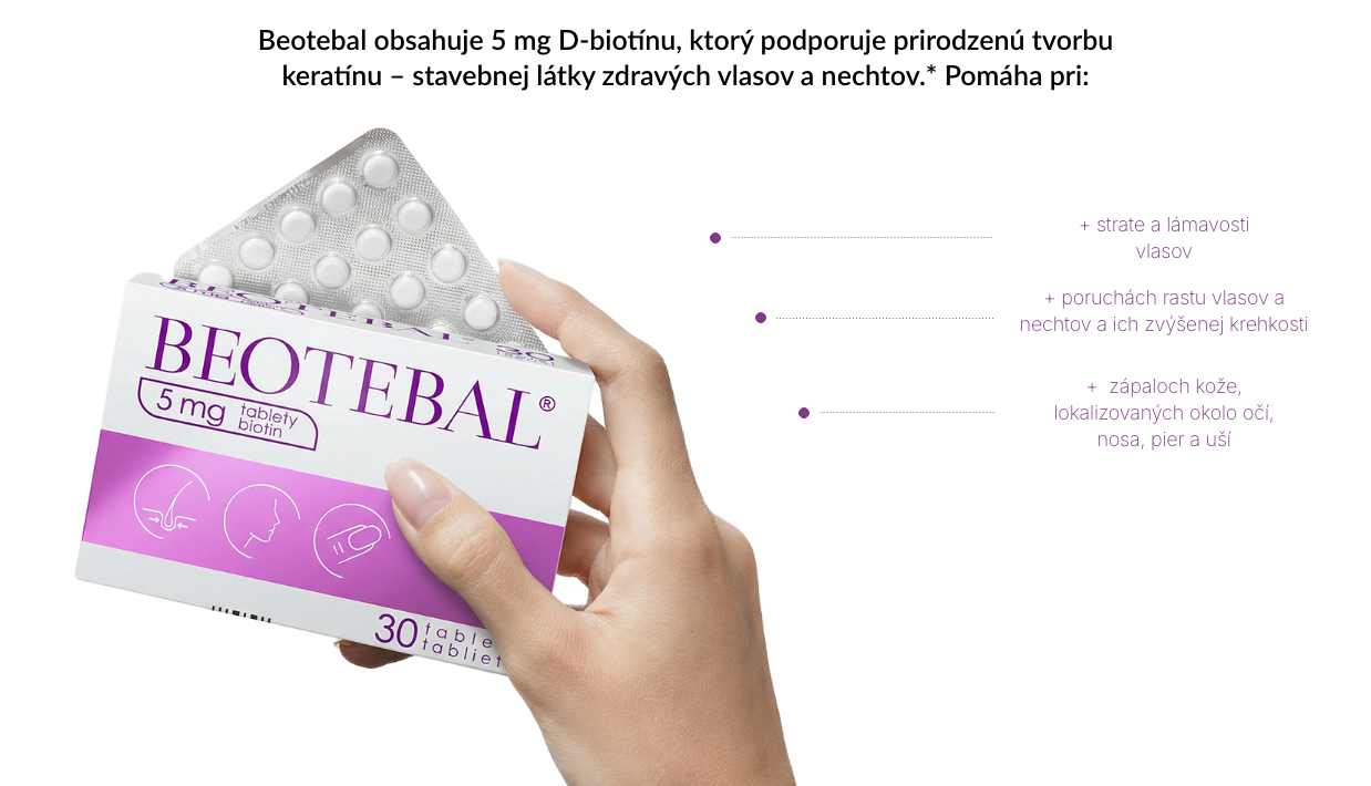 Beotebal obsahuje 5 mg D-biotínu